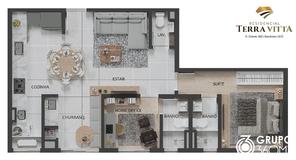 Apartamento para Venda em São Caetano do Sul, Barcelona, 2 dormitórios, 2 suítes, 3 banheiros, 2 vagas - apoio